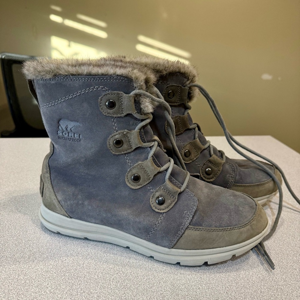 New Sorel Women's Explorer Joan Suede Winter Boots - Quarry/Gray Size 10